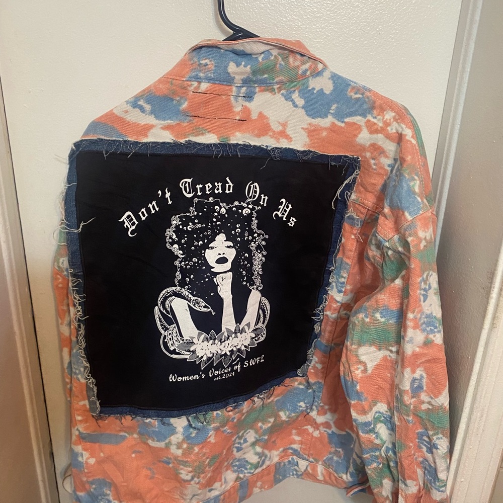 Tie-Dye Denim Jacket - Coral Multi - Picture 3 of 5